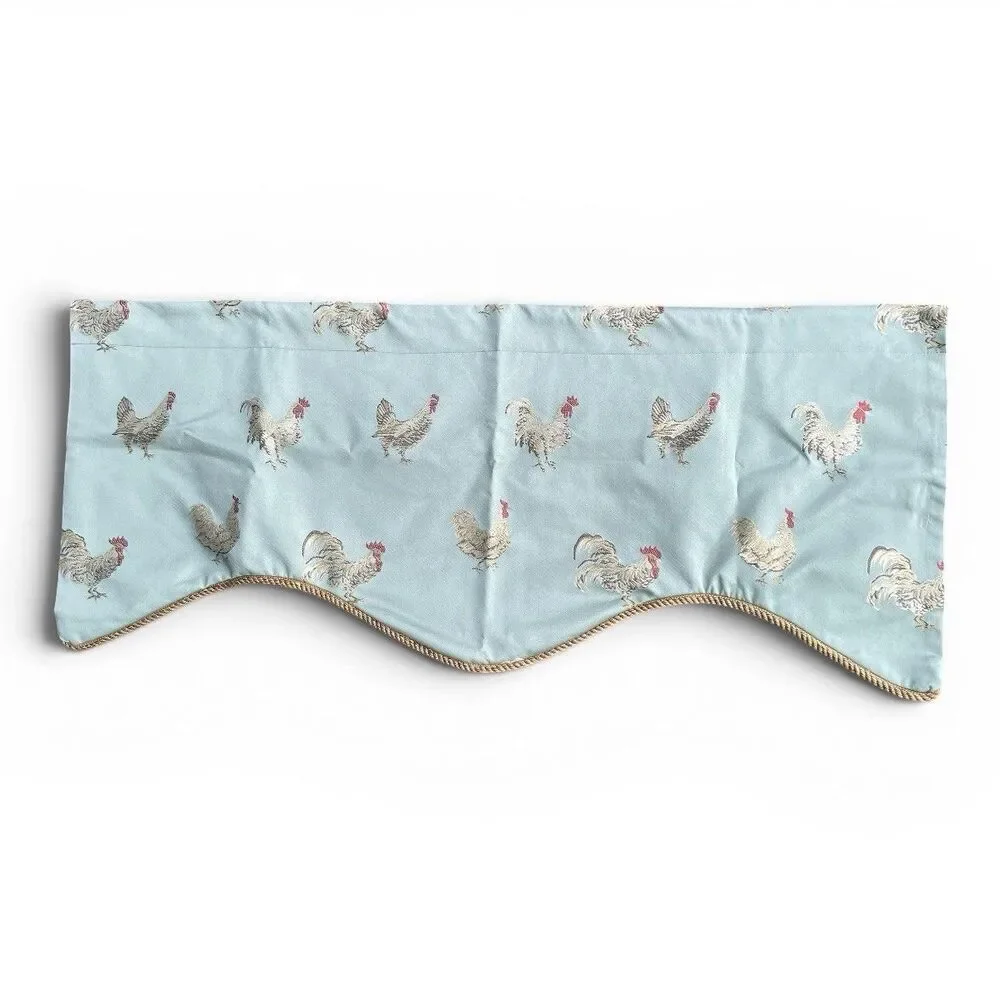 Farmhouse Kitchen Scalloped Valance Rooster Chicken Country Farmhouse Rustic 45”